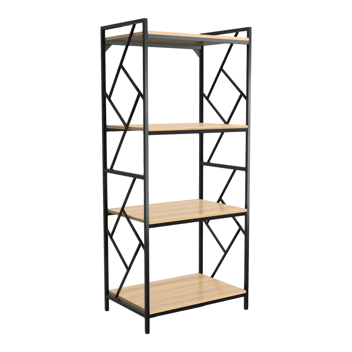 Modern Minimalist Solid Wood Metal Bookshelf Storage Rack