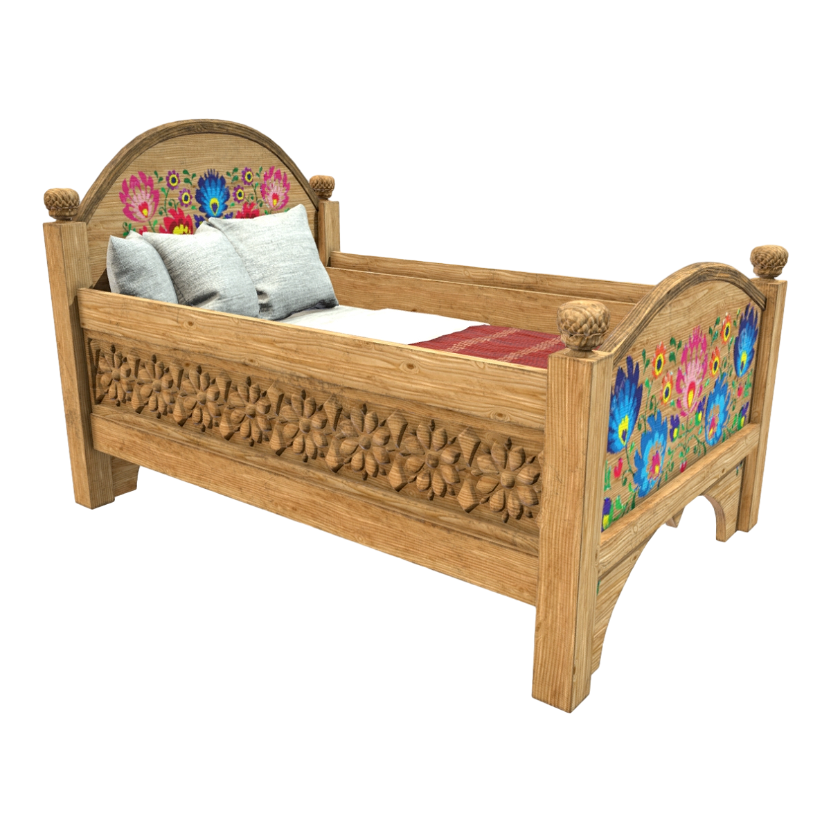 European classical solid wood carved crib