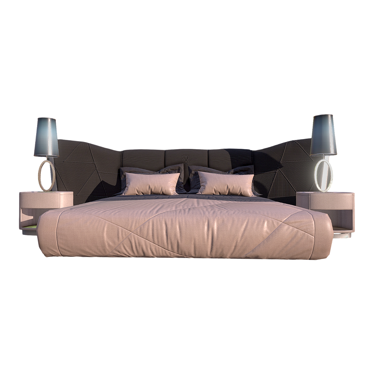 Italian Light Luxury Visonnaire Black Fabric Double Bed