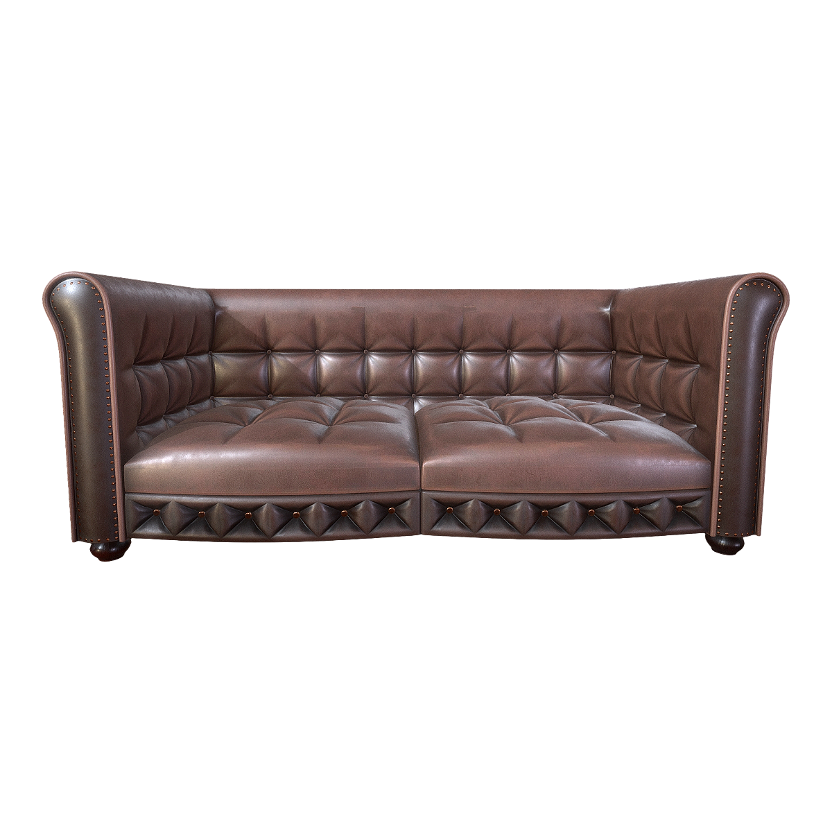 Italian Light Luxury Dark Brown Leather Multiplayer Sofa