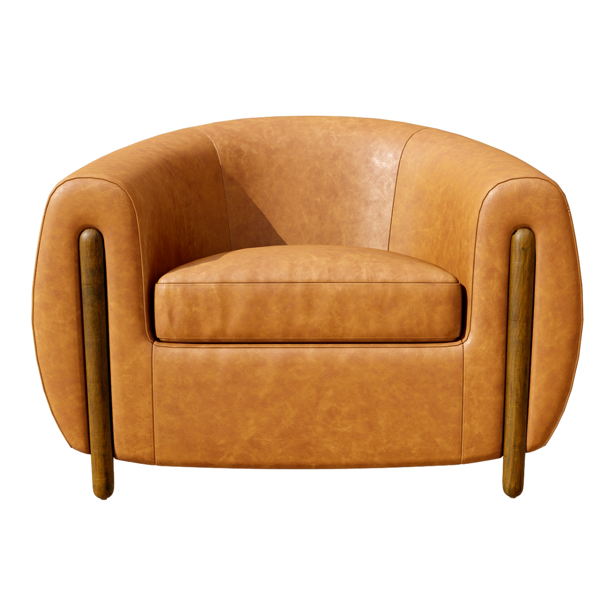 Nordic Brown Leather Casual Single Sofa