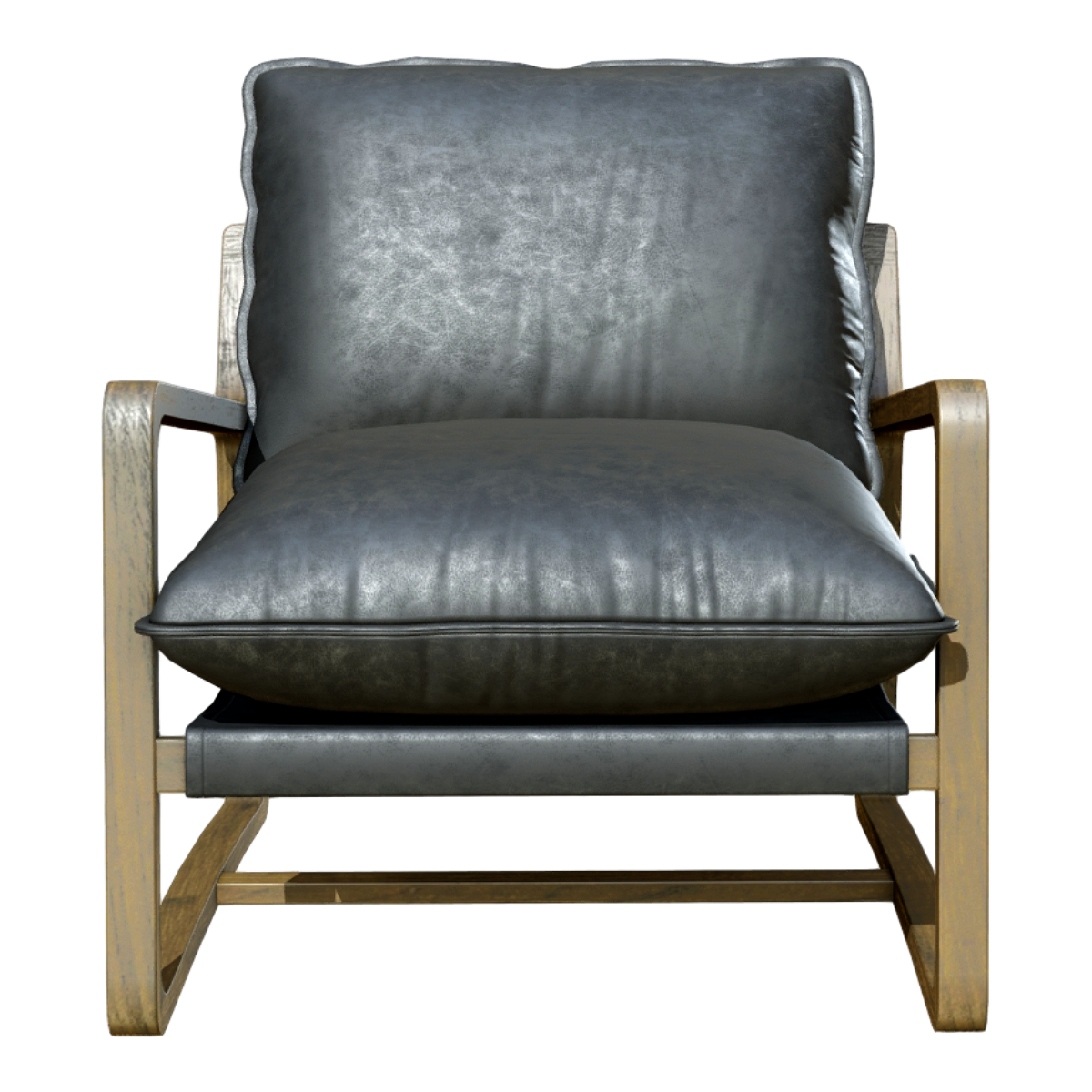 Nordic Black Leather Casual Single Sofa Chair