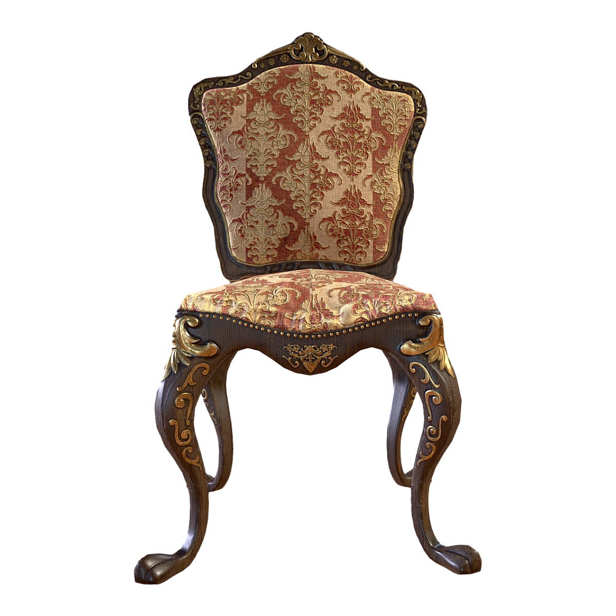 European-style Light Luxury Gold Red Fabric Solid Wood Noble Chair
