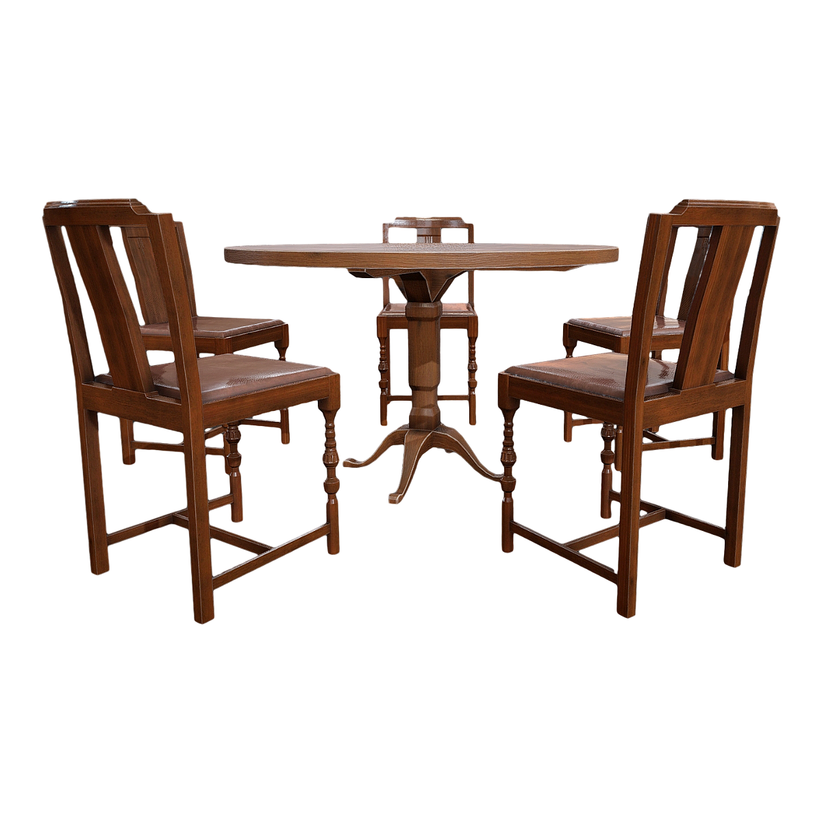 Chinese retro brown solid wood party table and chair combination