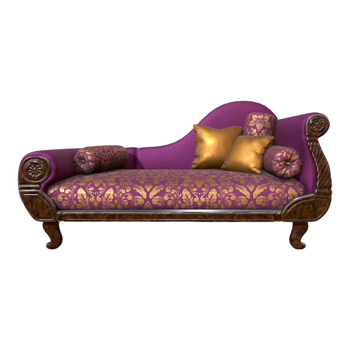 European-style Light Luxury Gold Purple Fabric Chaise Sofa