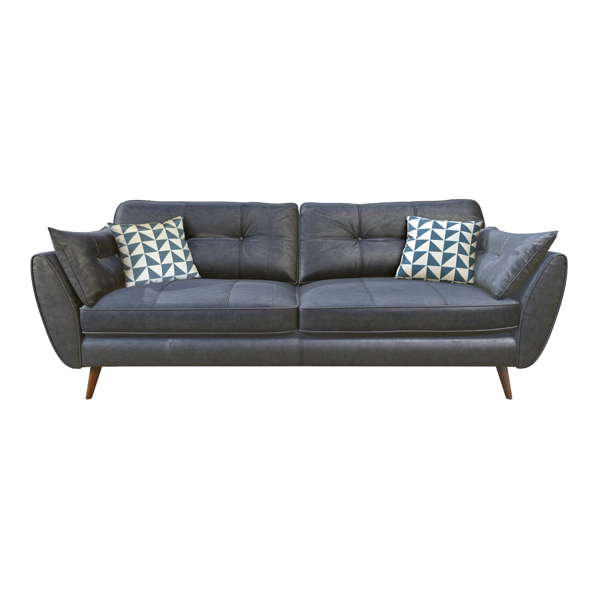 Nordic Household dark blue Leather Solid Wood Sofa Sofa Pillow