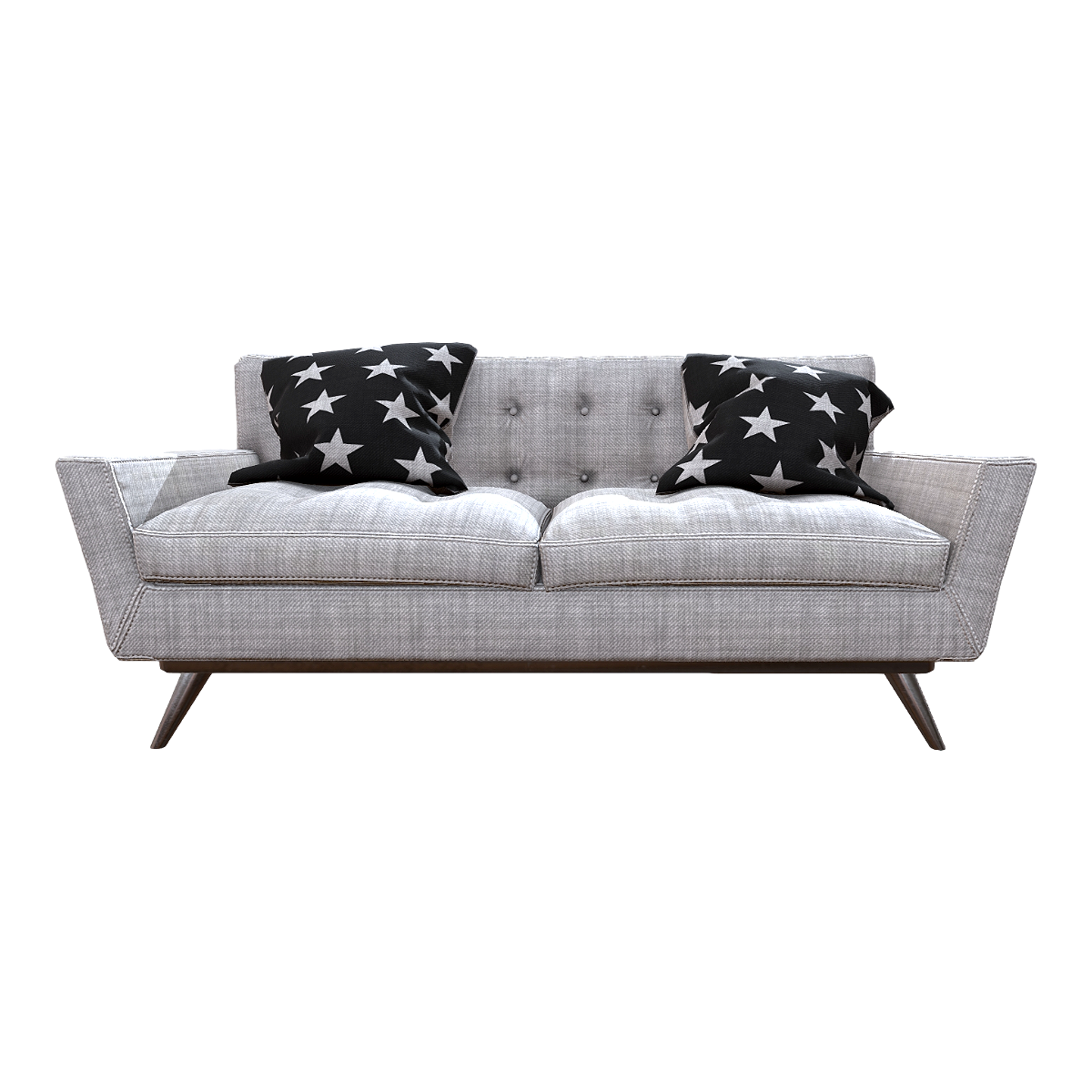 American Style Light Luxury Metal Grey Fabric Double Armrest Sofa