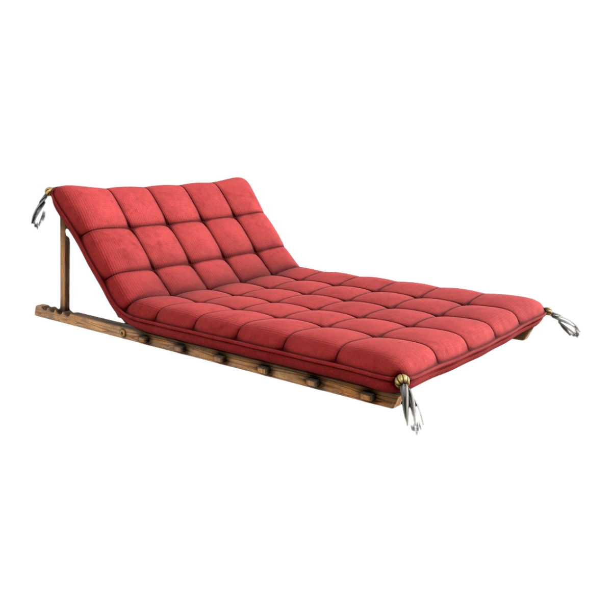 Indoor Outdoor Leisure Solid Wood Red Fabric Lazy Tatami Recliner