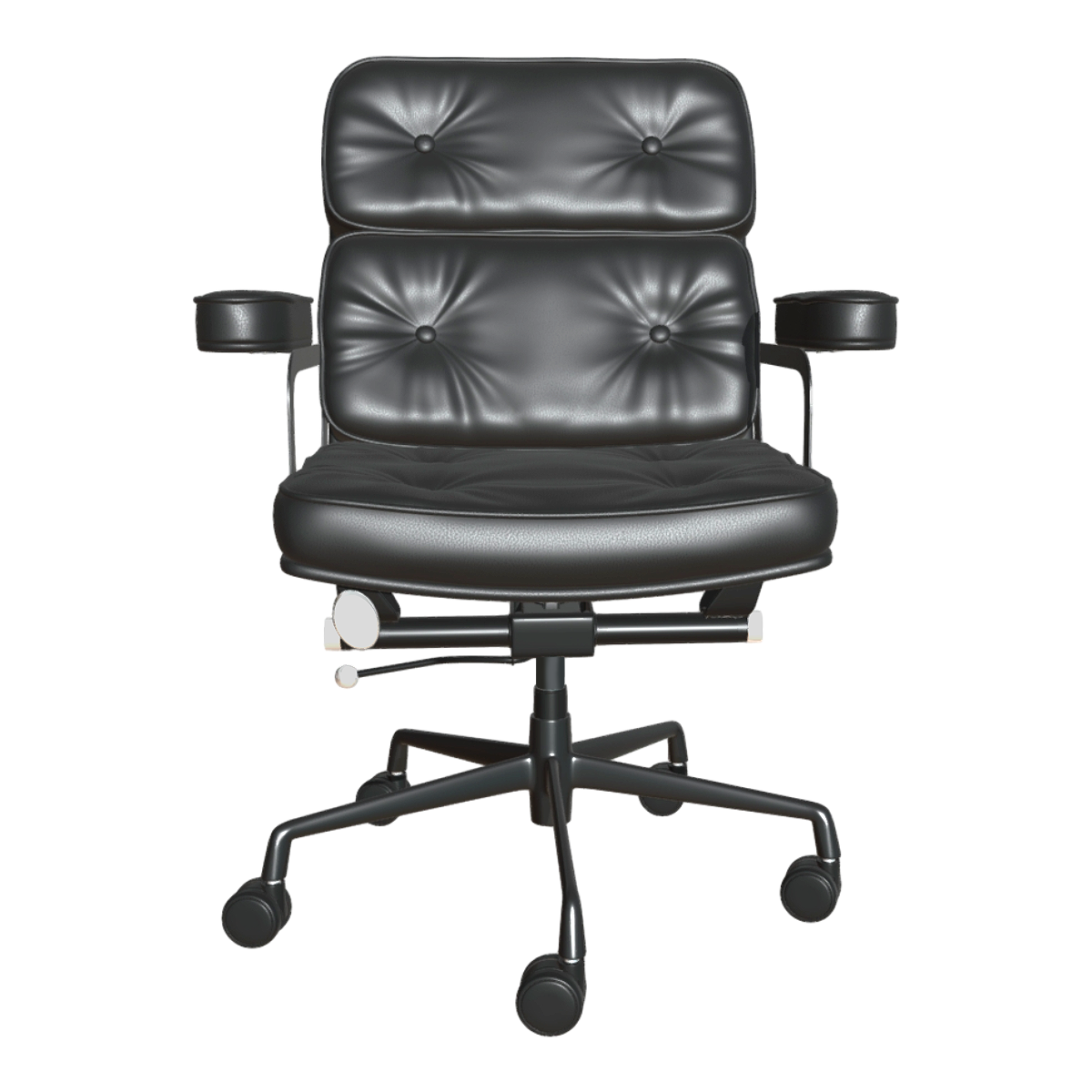 Office Study Metallic Black Leather Armchair Boss Chair Lift Chair
