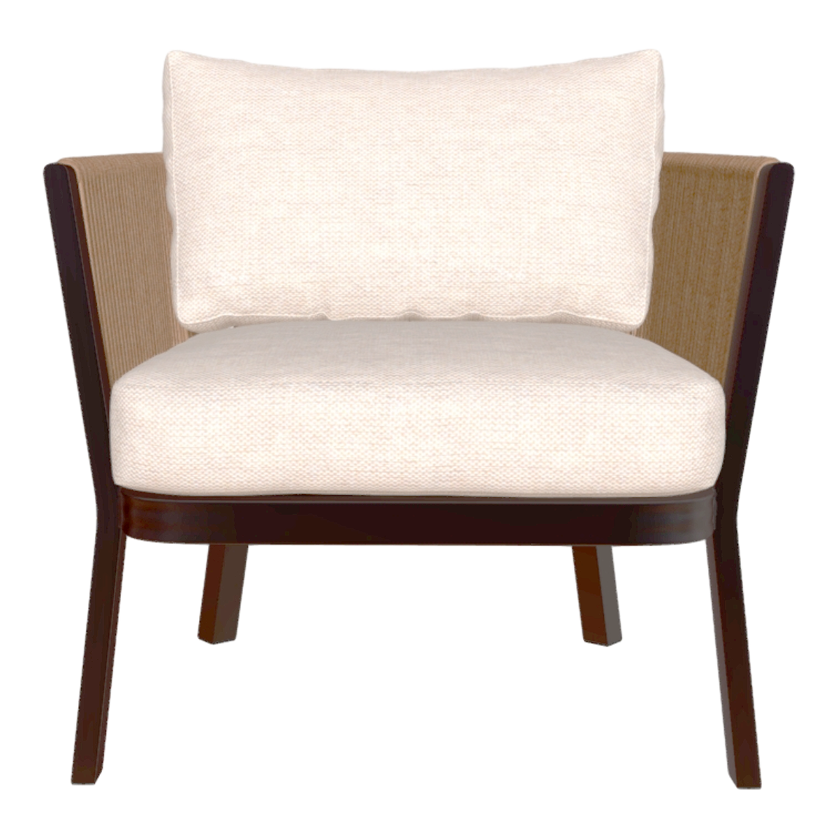 Modern Home Metal Milky White Fabric Rope Single Sofa Chair Armchair