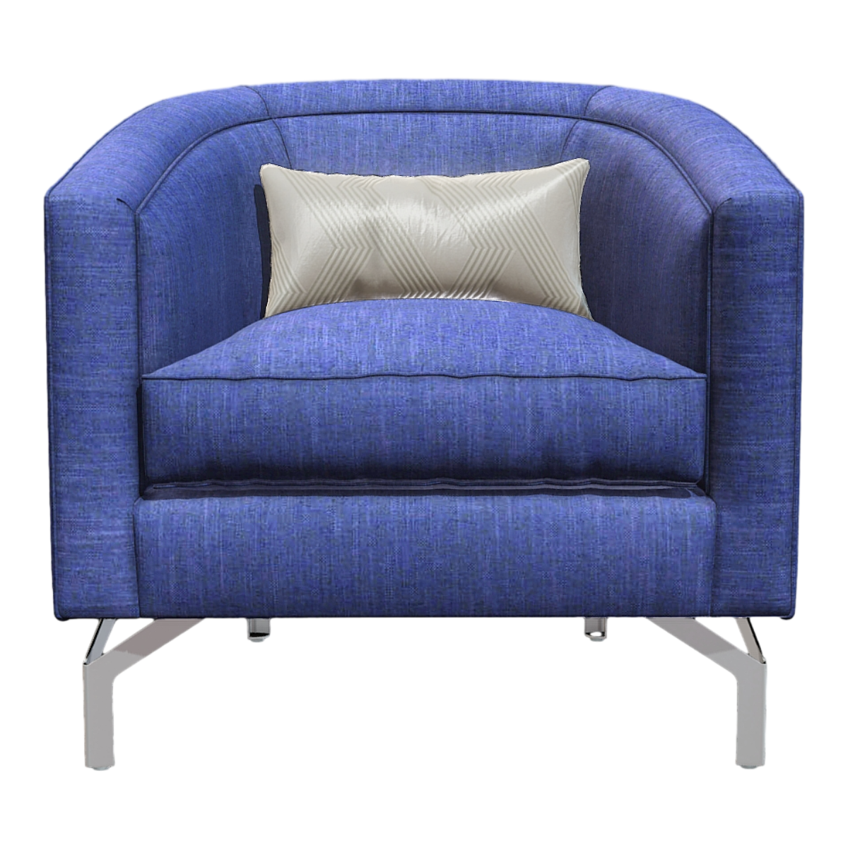 Nordic metal dark blue fabric single armrest sofa chair pillow