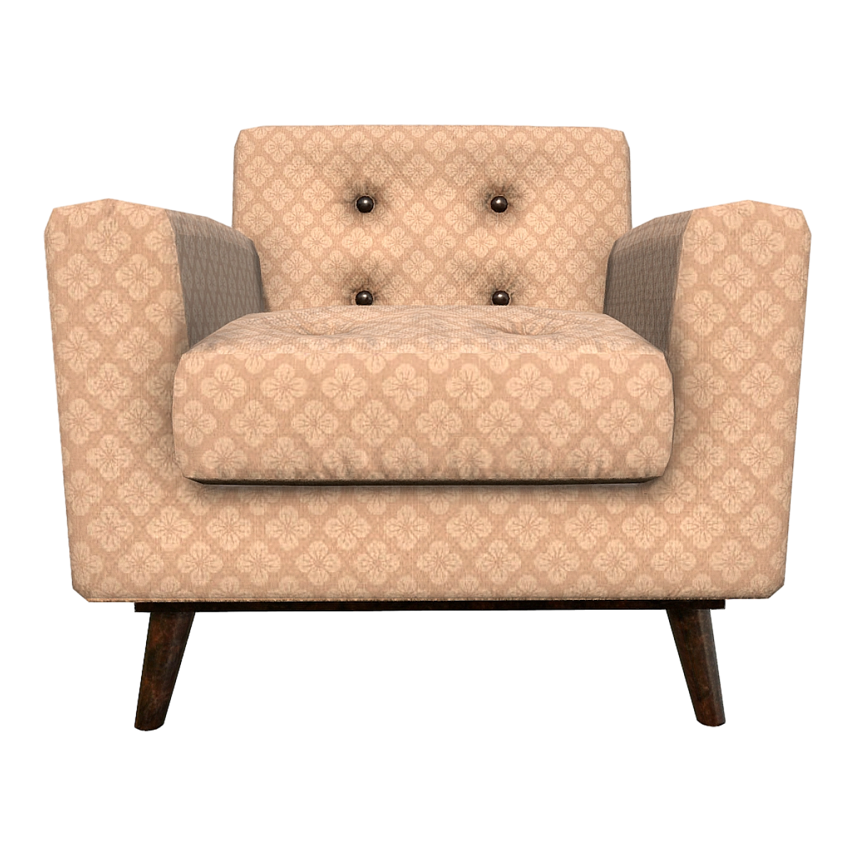 Amazon Elastic Solid Wood Camel Color Fabric Single Sofa Chair Button Chair Armchair