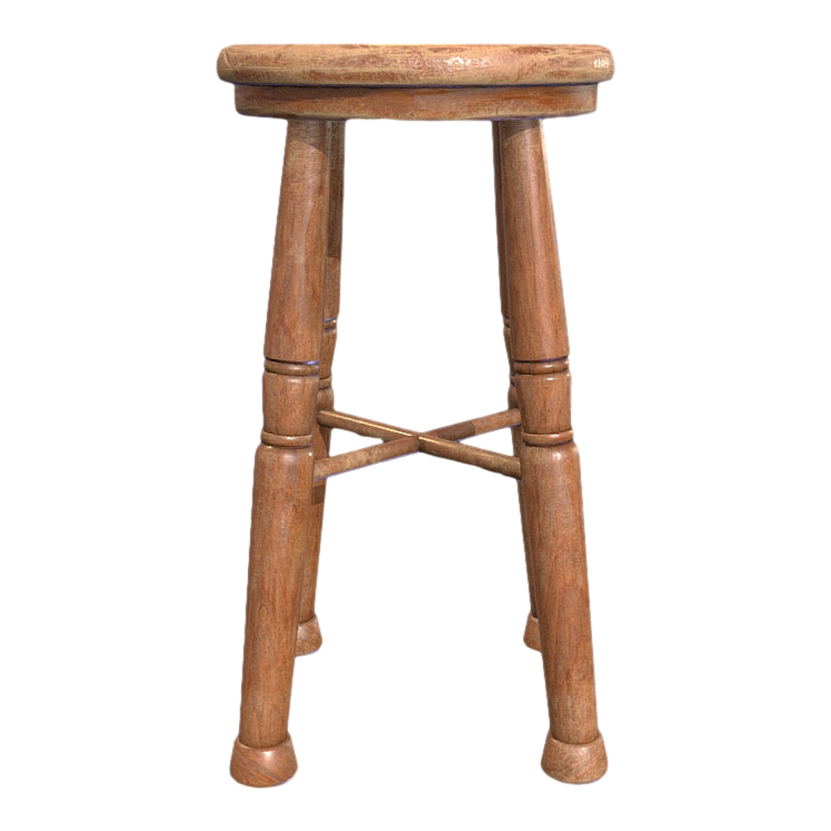 Nordic Retro Old Walnut Solid Wood Four-legged High Stool Leisure Stool-Brown