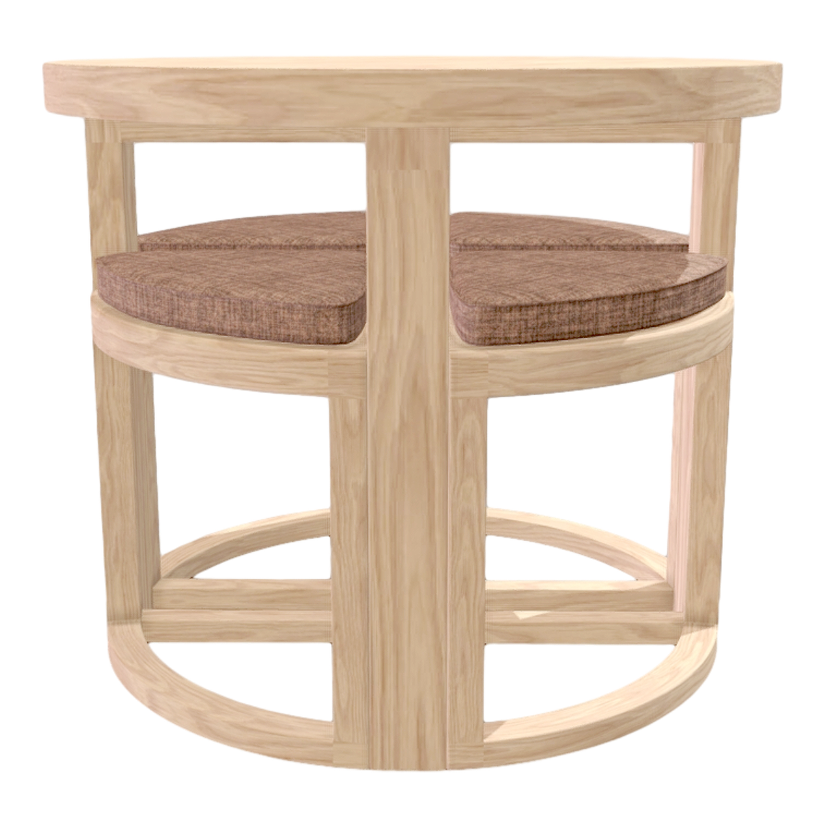 Home Creative Solid Wood Round Table Brown Cushion Chair Table and Chair Assembly Combination
