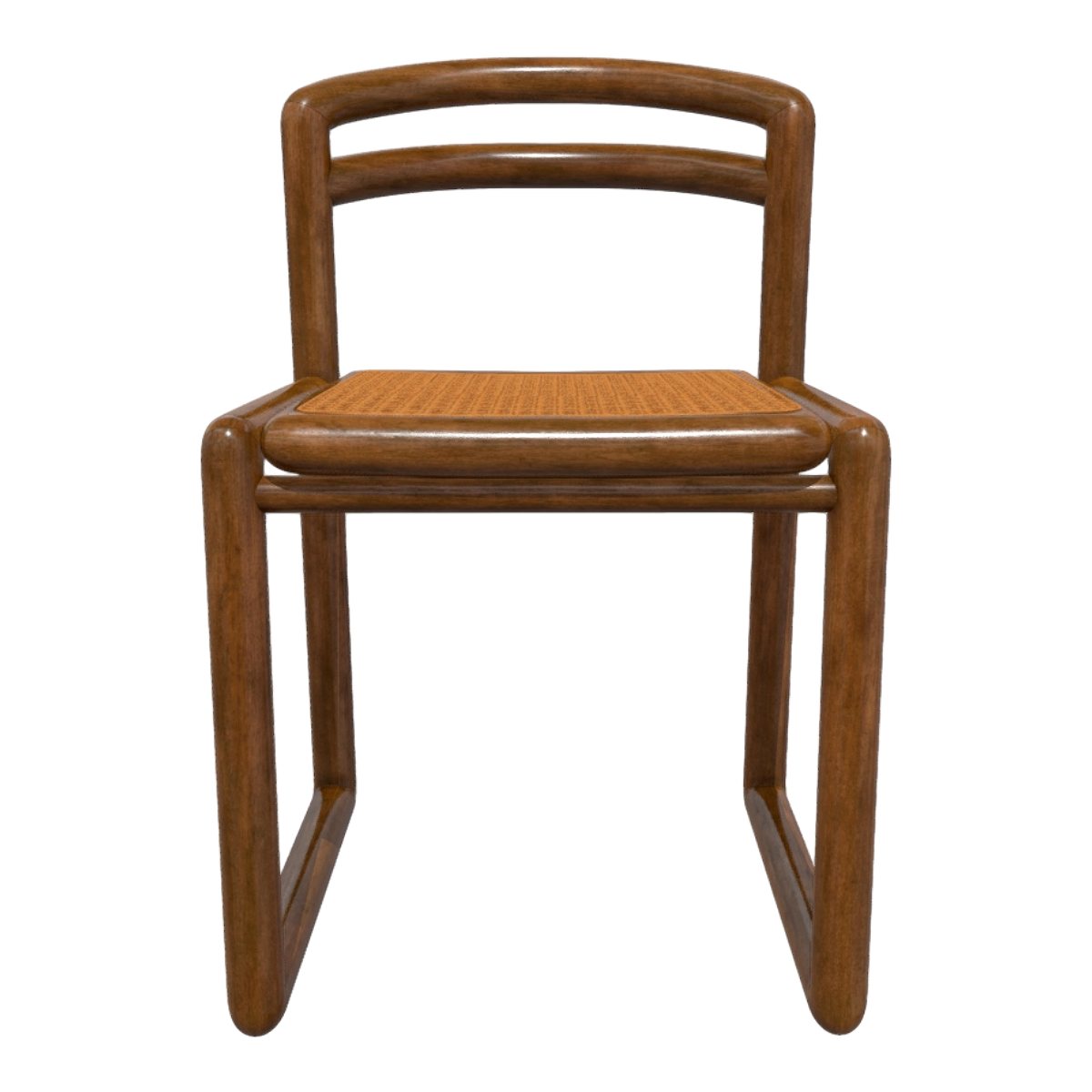 Italian-style vintage black walnut solid wood rattan curved back chair high chair tea table and chair