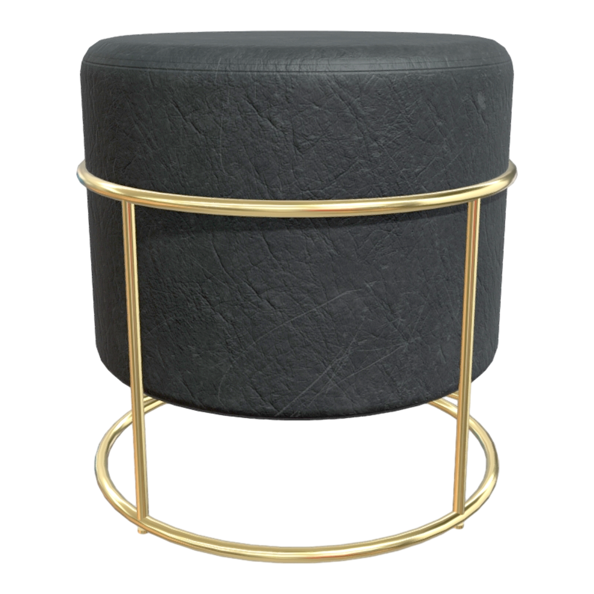 Home Entry Luxury Gold Metallic Black Leather Round Stool Low Stool Shoe Changing Stool