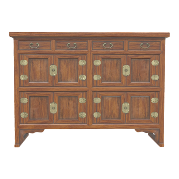 Chinese Metal Black Walnut Solid Wood Drawer Cabinet Double Door Cabinet Traditional Chinese Medicine Cabinet