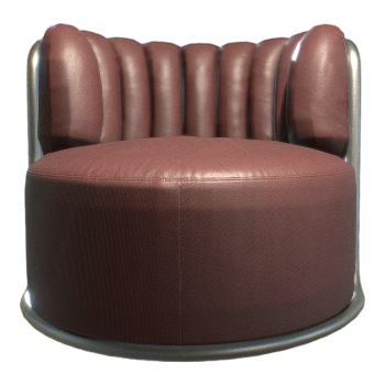 Nordic Light Luxury Home Metal Brown Leather Elastic Curved Backrest Sofa Chair