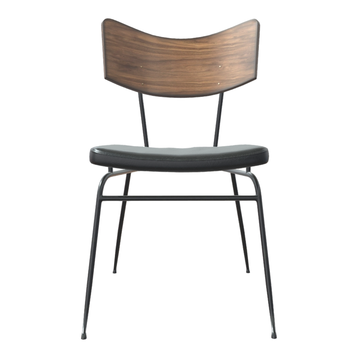 Home Simple Solid Wood Backrest Black Leather Dining Chair Desk Chair Thin Leg Chair