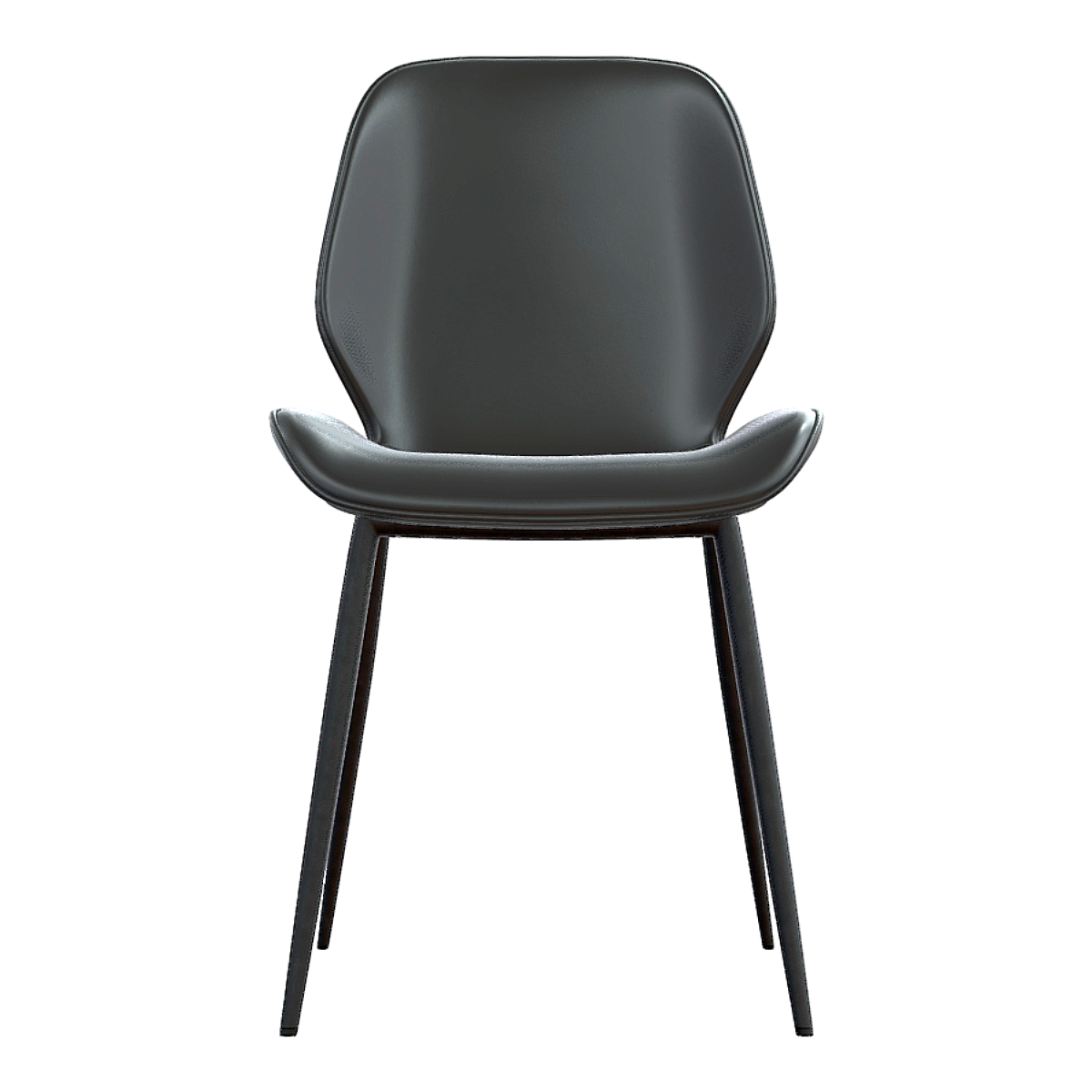 Modern Minimalist Metallic Black Leather Leg Chair Dining Chair High Chair