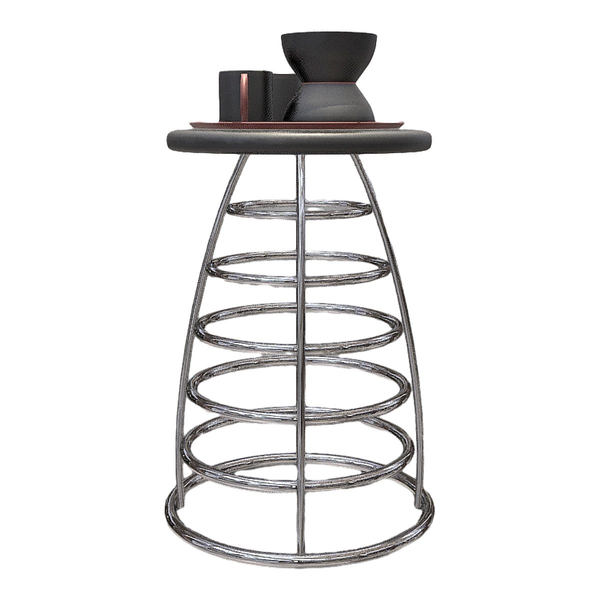 Modern Living Room Stainless Steel Metal Black Hollow Design Small Coffee Table Water Cup Kettle Furniture Combination