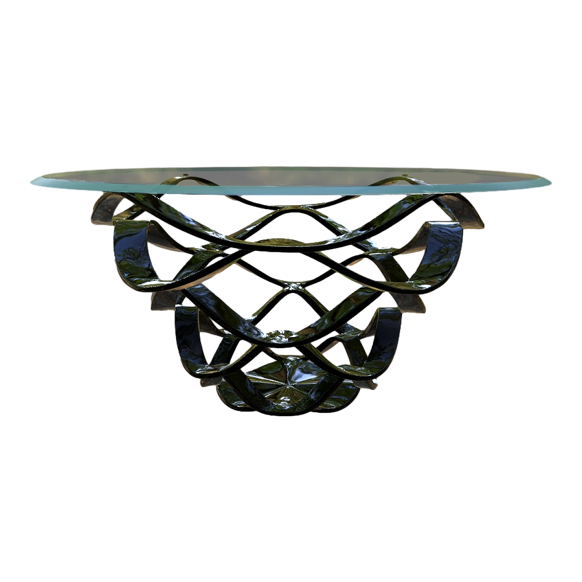 Modern Creative Hollow Design Black Stainless Steel Metal Glass Dining Table Tea Table