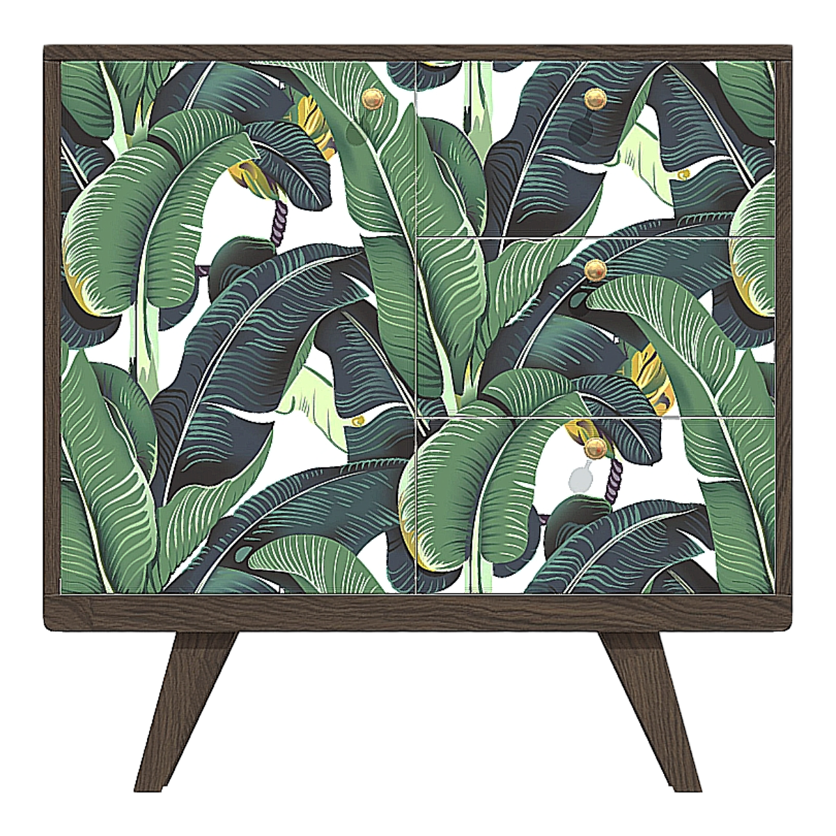 Modern Home Walnut Solid Wood Drawer Cabinet Single Door Cabinet Locker-Leaf Pattern