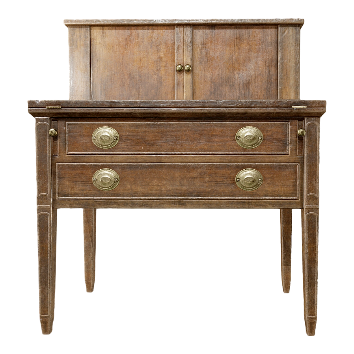 American Style Vintage Walnut Solid Wood Drawer Cabinet Double Door Cabinet Storage Cabinet