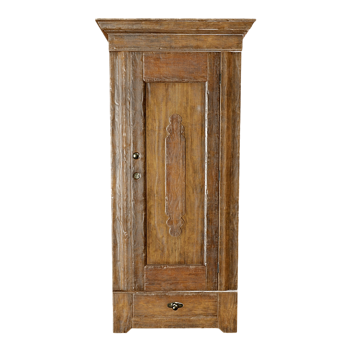 American Retro Walnut Solid Wood Wardrobe Single Door Drawer Cabinet Storage Cabinet