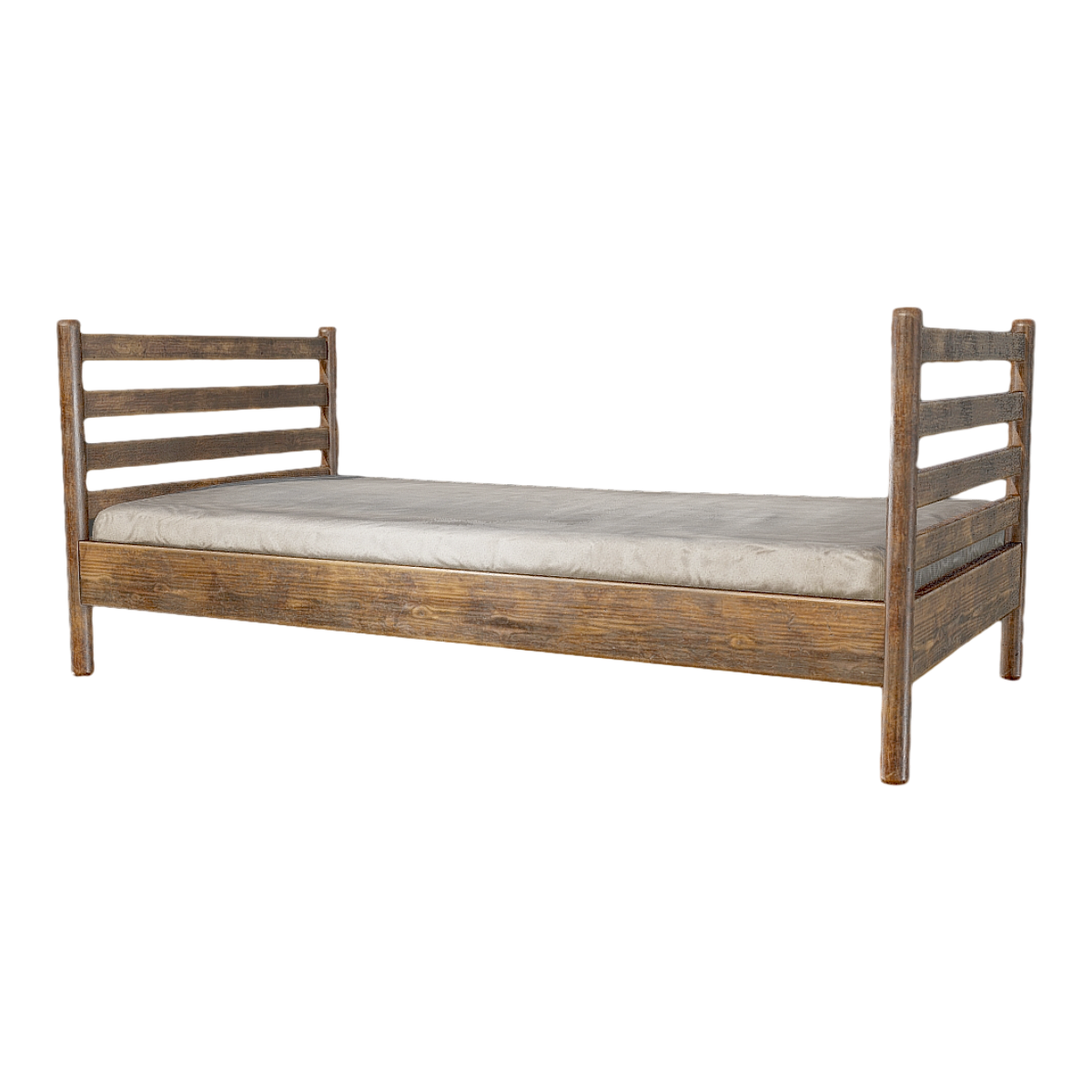 American Style Retro Walnut Solid Wood White Fabric Wooden Bed Backrest Bed