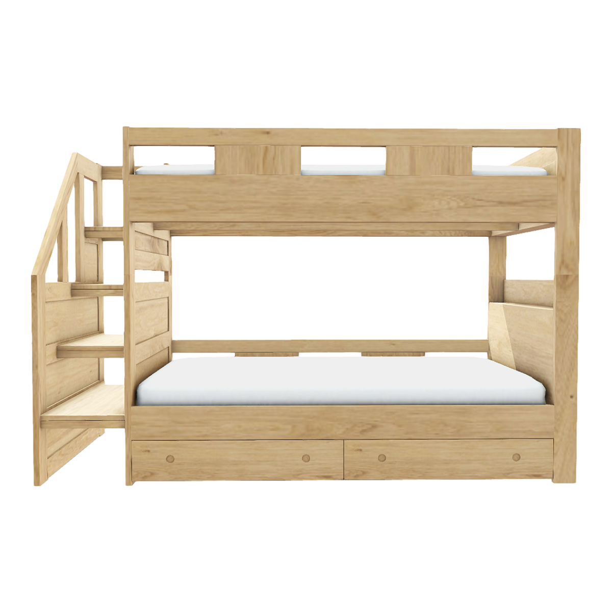 Modern Home Double-layer Oak Solid Wood Ladder Bed Children's Bed Drawer Cabinet Bed