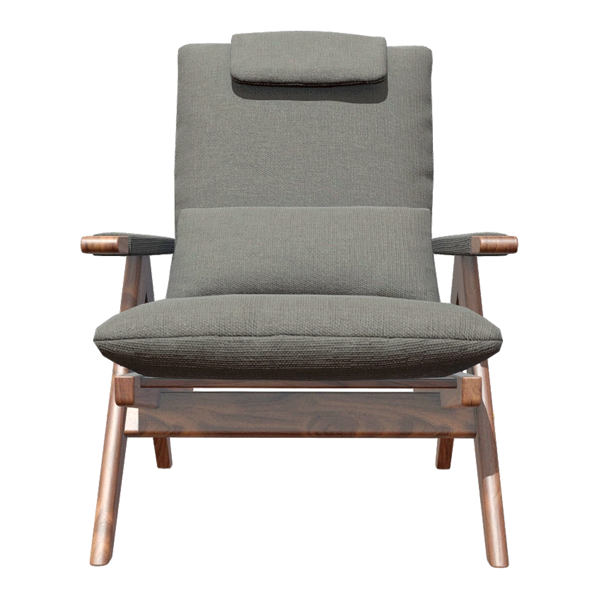 European Casual Black Walnut Solid Wood Black Fabric High Back Chair Backrest Armchair Oblique Chair