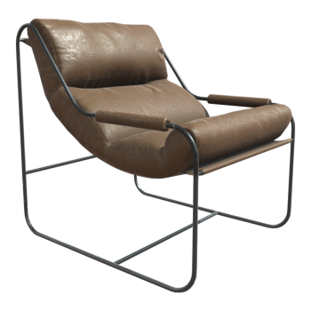 Italian Creative Metallic Brown Leather Casual Curved Recliner Backrest Armchair