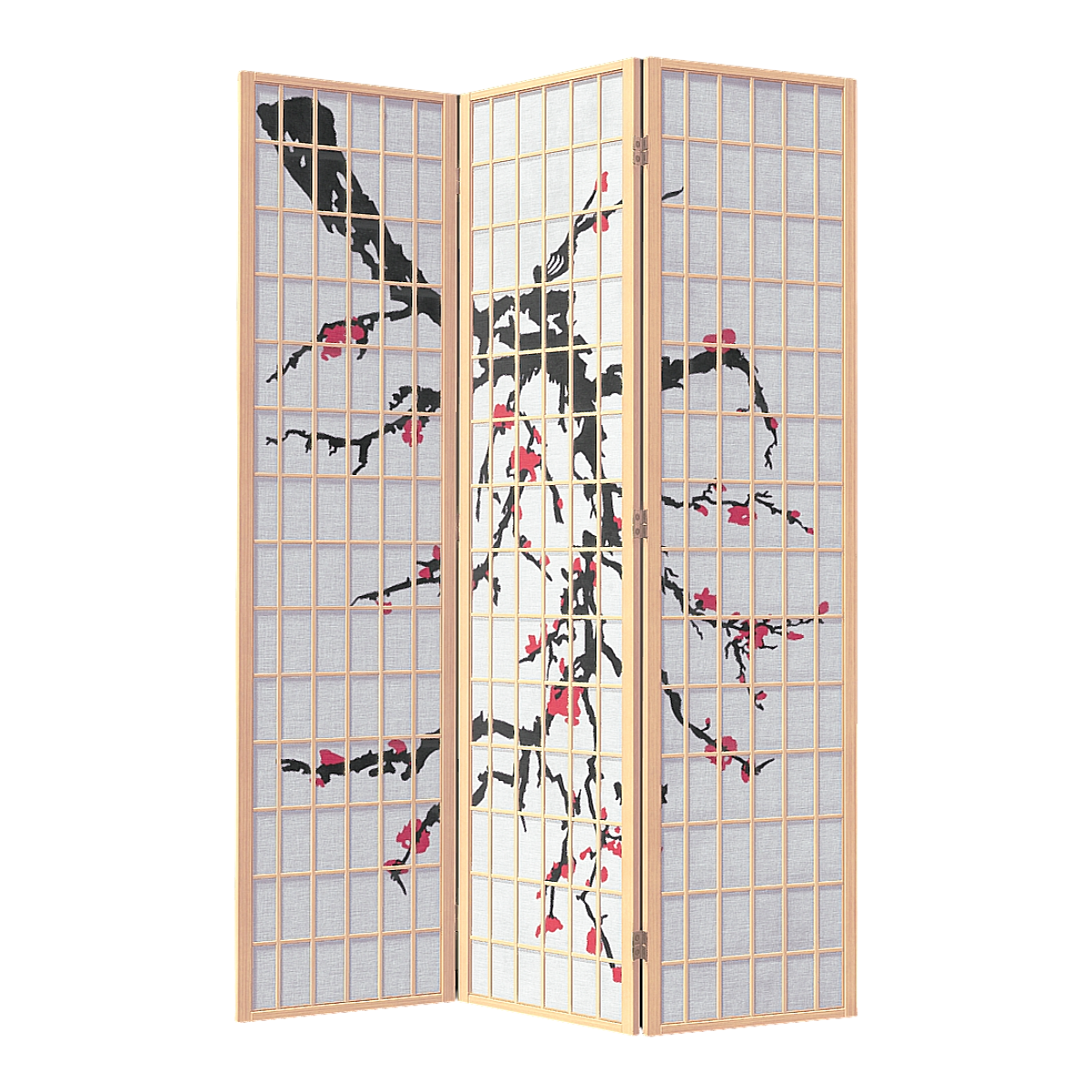 Chinese classical white birch solid wood plum blossom pattern floor-to-ceiling partition screen