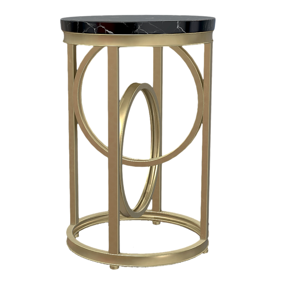 Nordic Creative Hollow Design Metal Black Marble Small Round Table