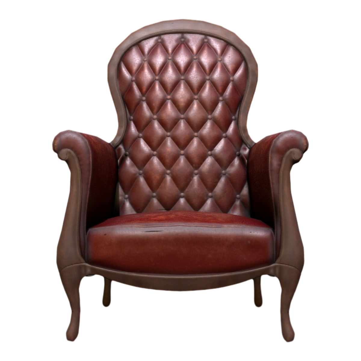 American Classical Ebony Solid Wood wine red Leather Backrest Armrest Sofa Chair