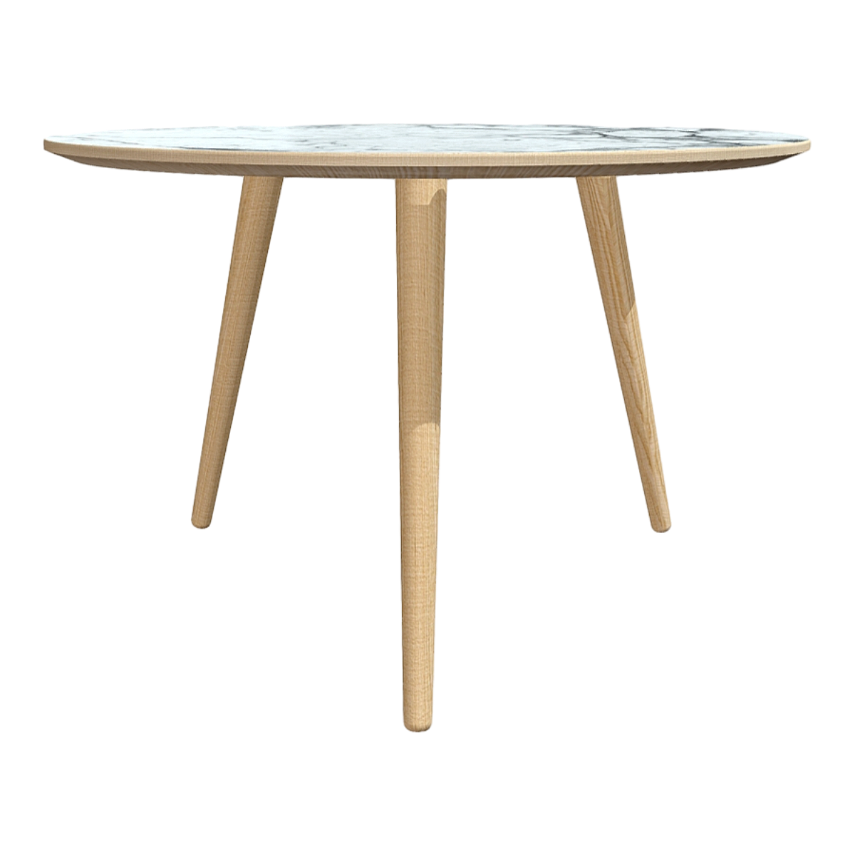 Modern Simple White Birch Solid Wood Tripod White Marble Round Table