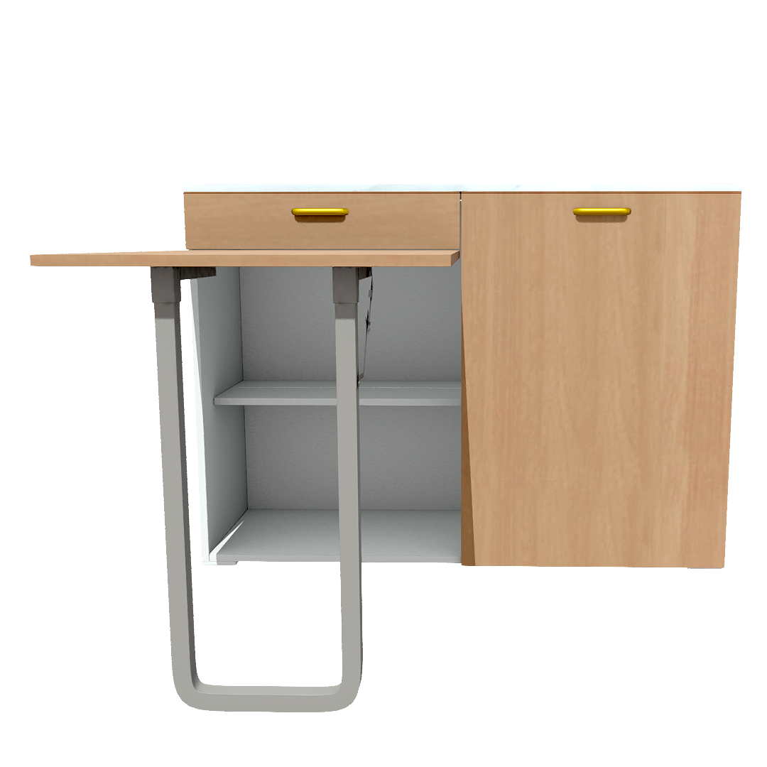 Modern Creative White Marble Oak Solid Wood Folding Table Cabinet Storage Cabinet