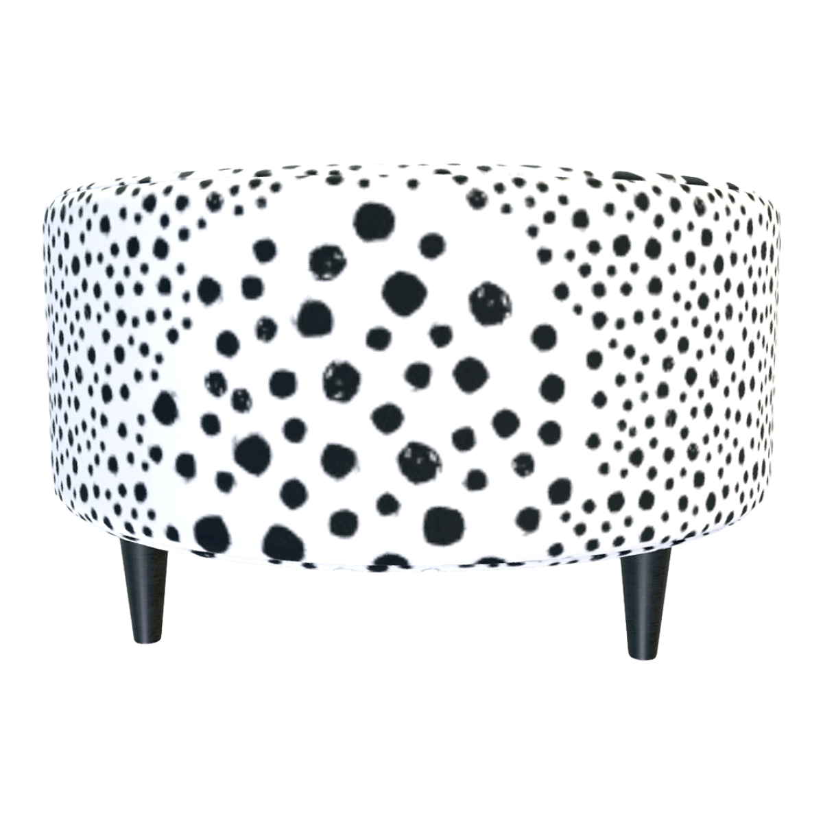 Home Living Room Bedroom Black Spotted Fabric Ottoman Footstool Shoe Changing Stool