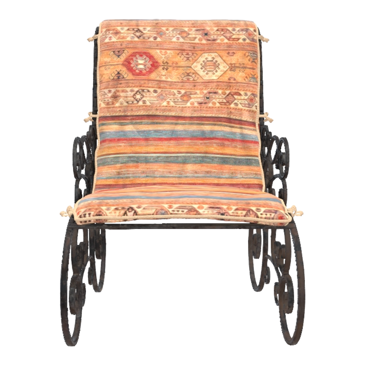 American Creative Living Room Courtyard Art Metal Orange Pattern Fabric Backrest Armchair-Chair