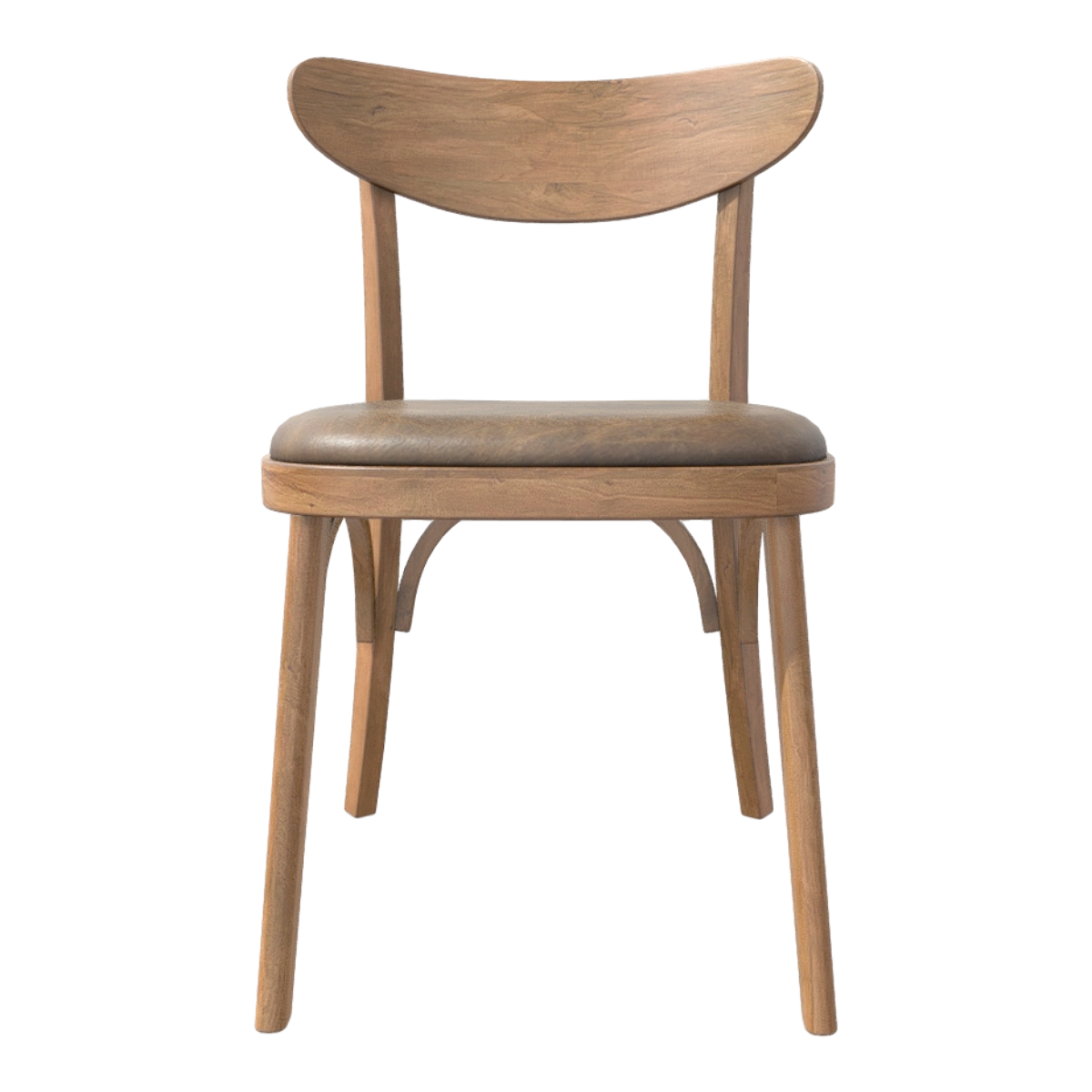 Home Simple Walnut Solid Wood Dark Brown Leather Cushion Backrest Chair Dining Chair