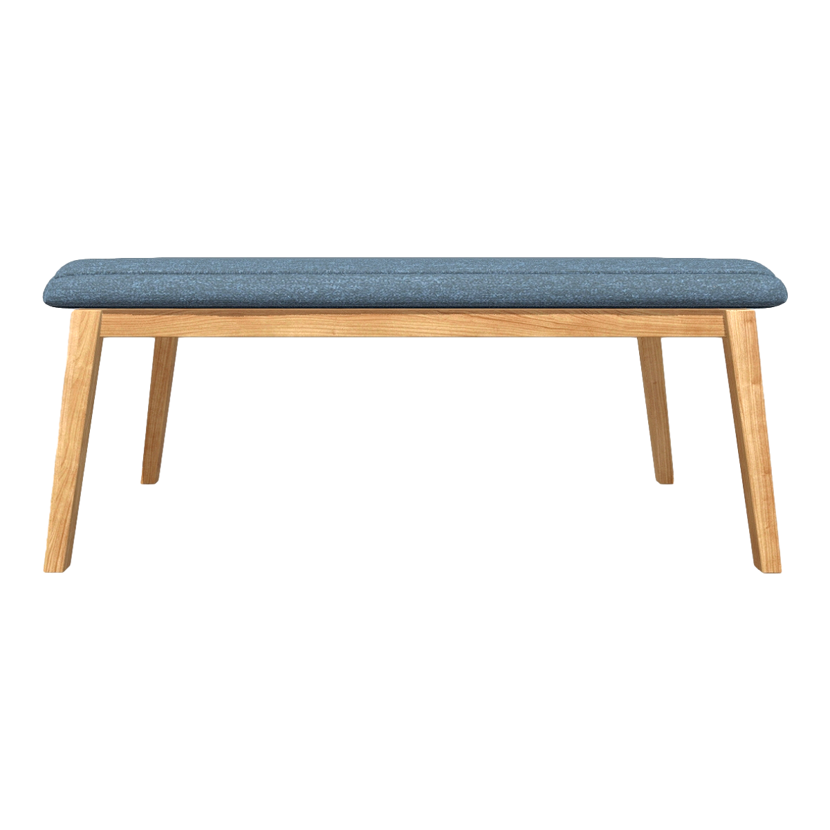 Modern Simple Oak Solid Wood Blue Fabric Bench Cushion Stool