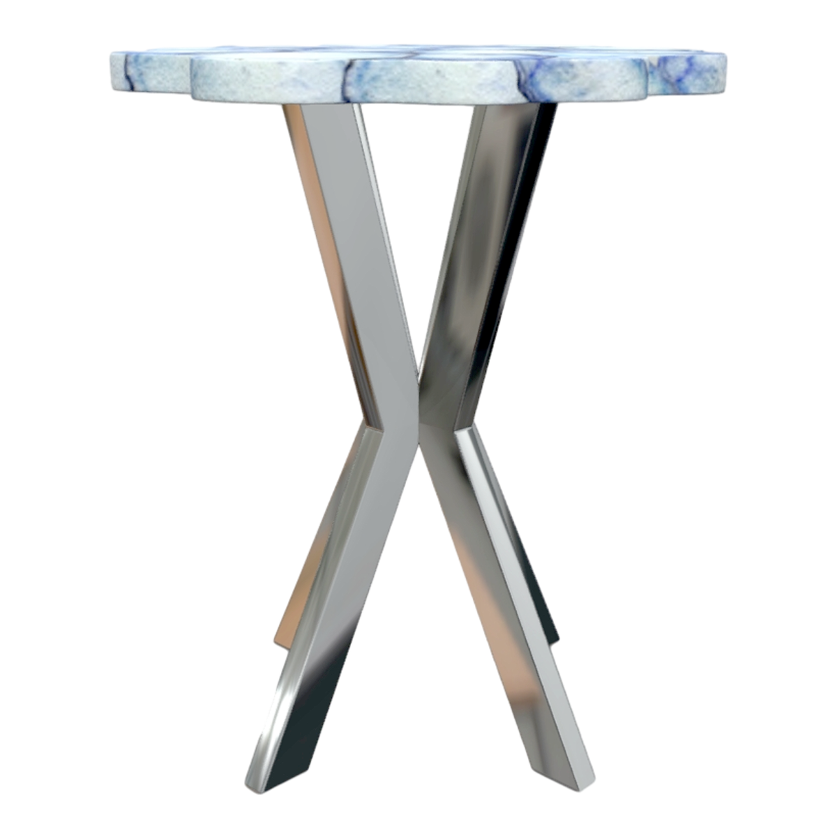 Italian Creative Stainless Steel Metal Blue Pattern Marble Side Table Small Table
