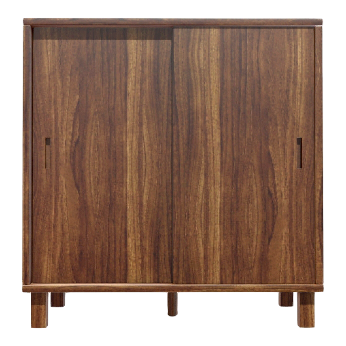 Modern minimalist home black walnut solid wood sliding door wardrobe storage cabinet