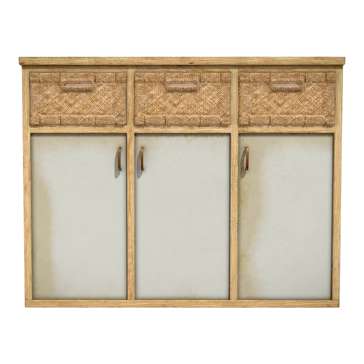 American Retro Old Oak Solid Wood Rattan Drawer Cabinet Wardrobe Single Door Cabinet