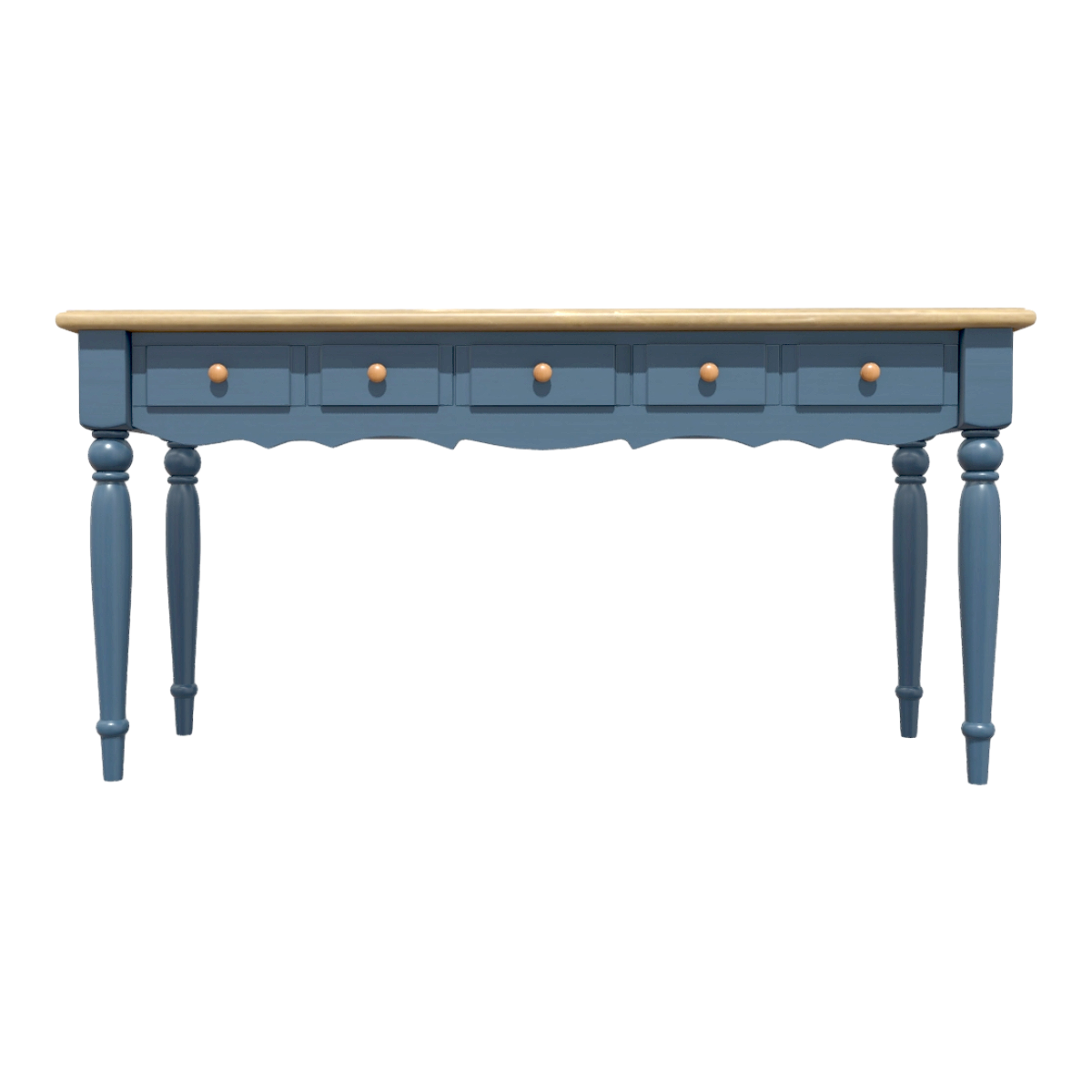 American Style Home Full Oak Solid Wood Blue Paint Drawer Table Office Desk Study Table