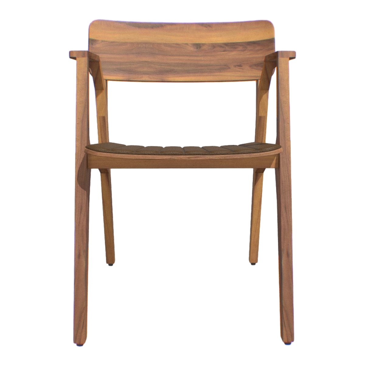 Home Simple Walnut Solid Wood Brown Leather Cushion Single Backrest Armchair