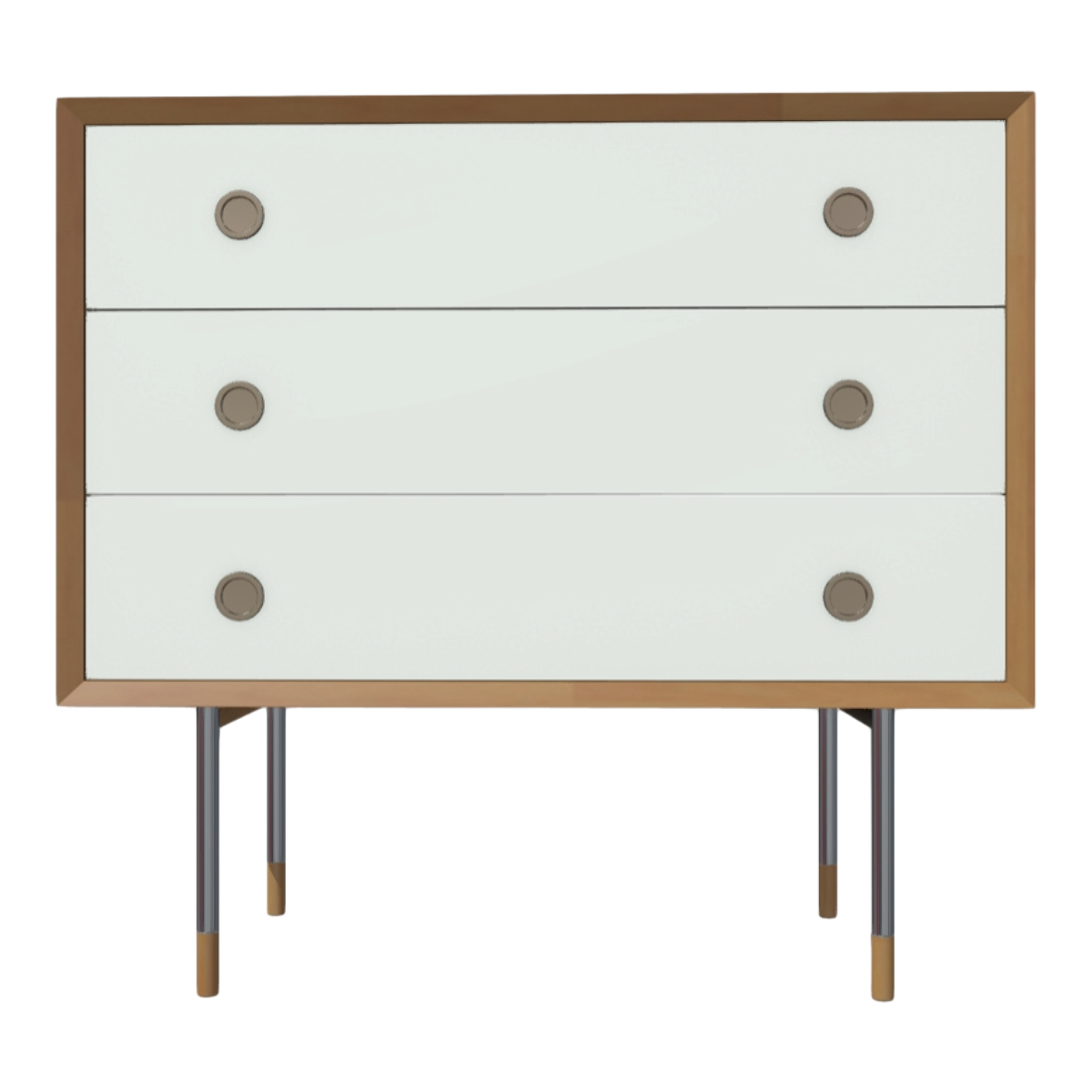 Home Living Room Bedroom Brown Oak Solid Wood Three-layer Drawer Cabinet Bedside Table Storage Cabinet