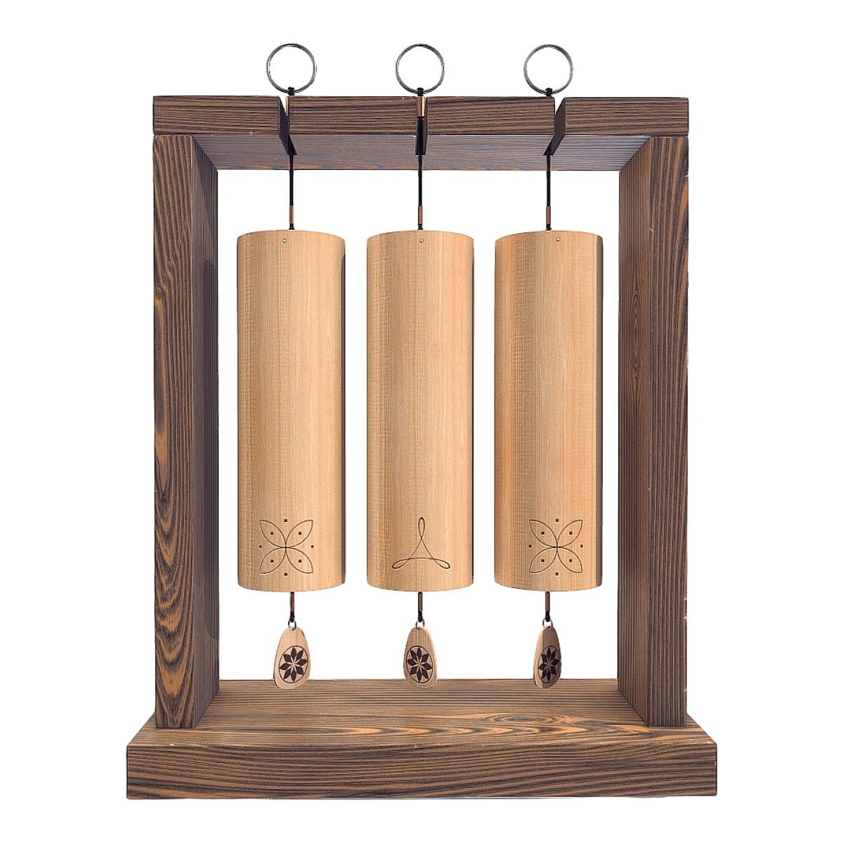 Japanese Style Balcony Household Black Walnut Solid Wood Oak Carved Three Chord Wind Chimes