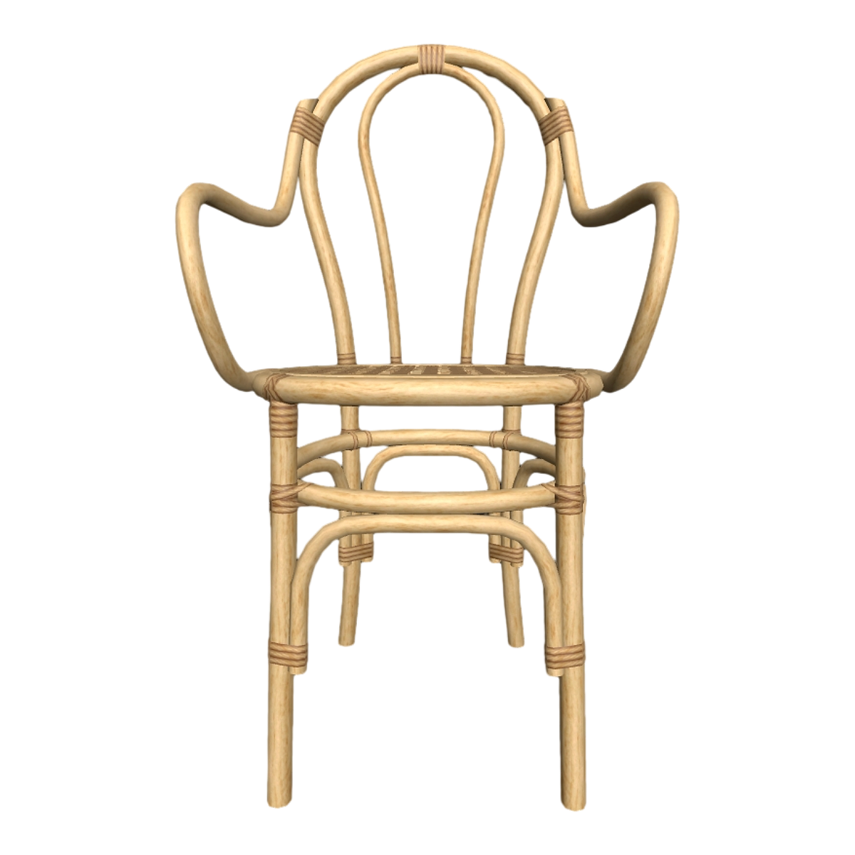 Chinese Creative Oak Solid Wood Rattan Hollow Arc Backrest Armchair